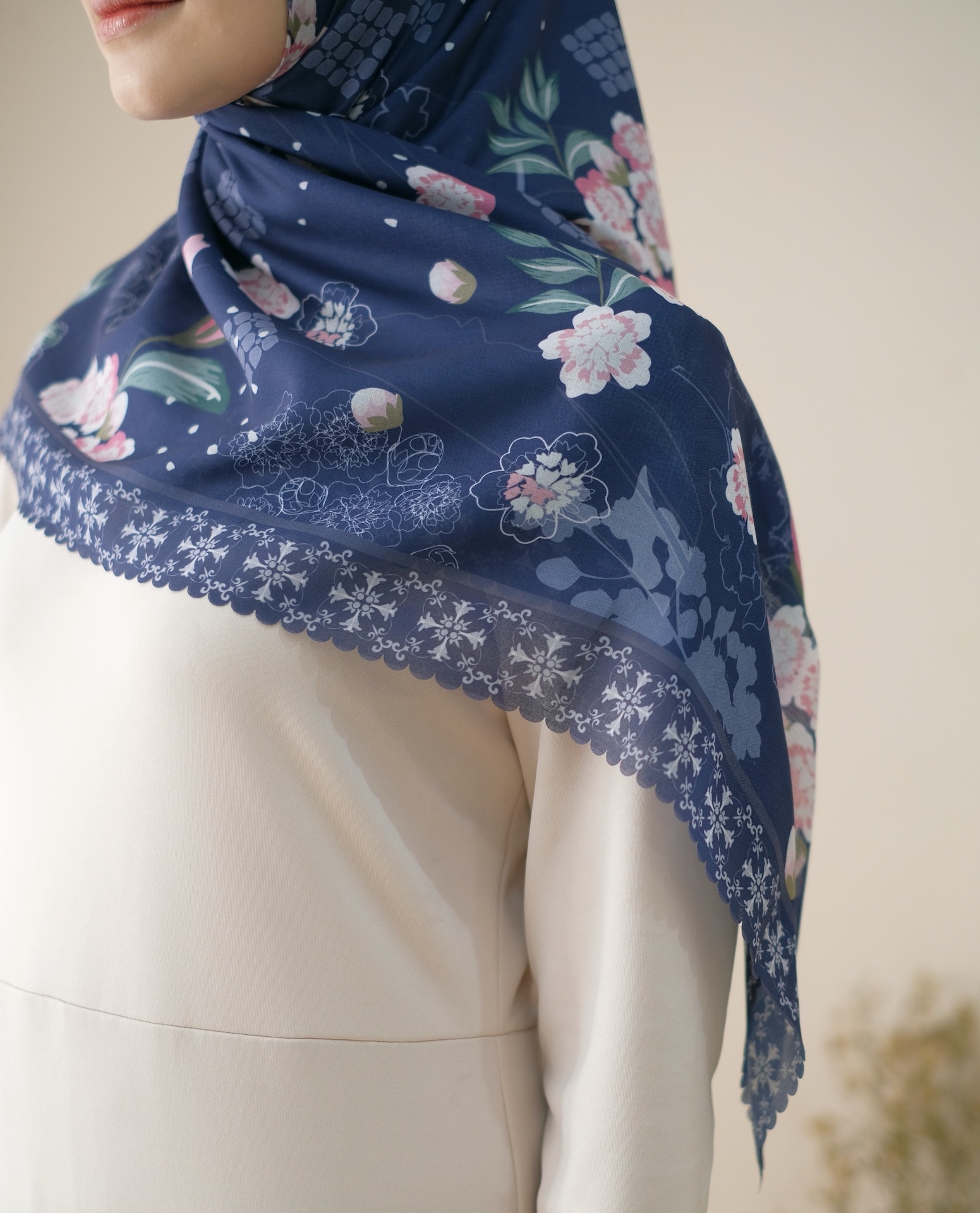 Square Hijab AURA in Navy Blue