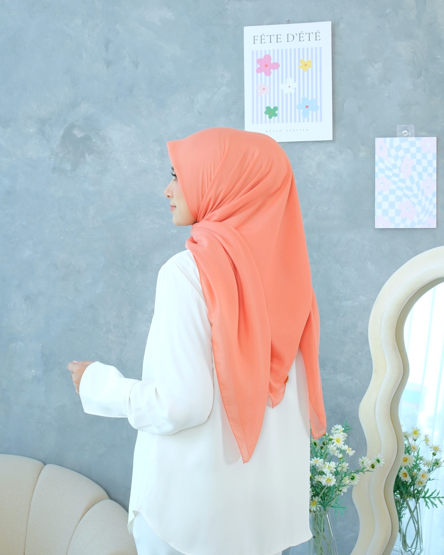 Plain Hijab VOAL PARIS PREMIUM in Coral Haze