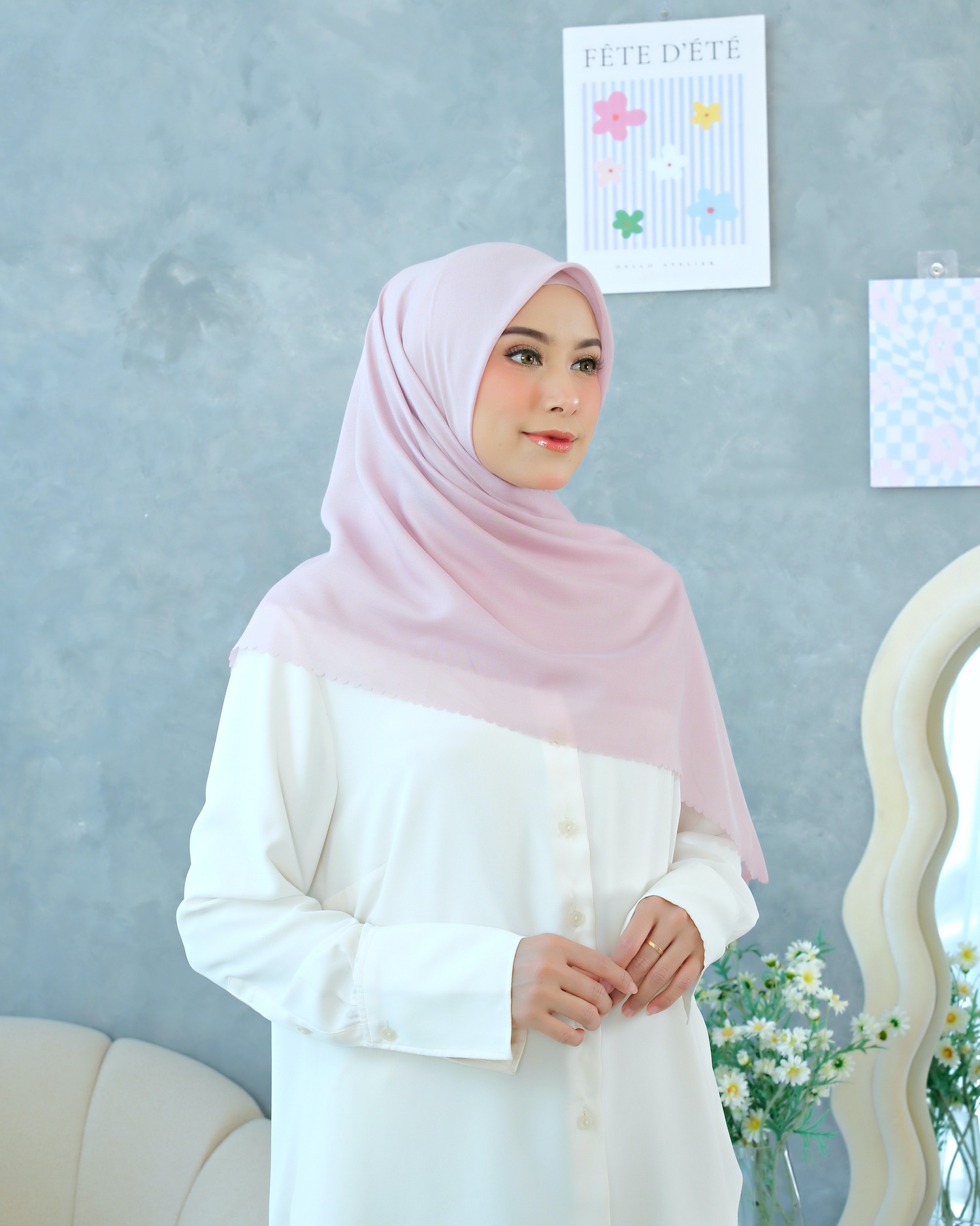 Plain Hijab VOAL ULTRAFINE in Cotton Candy