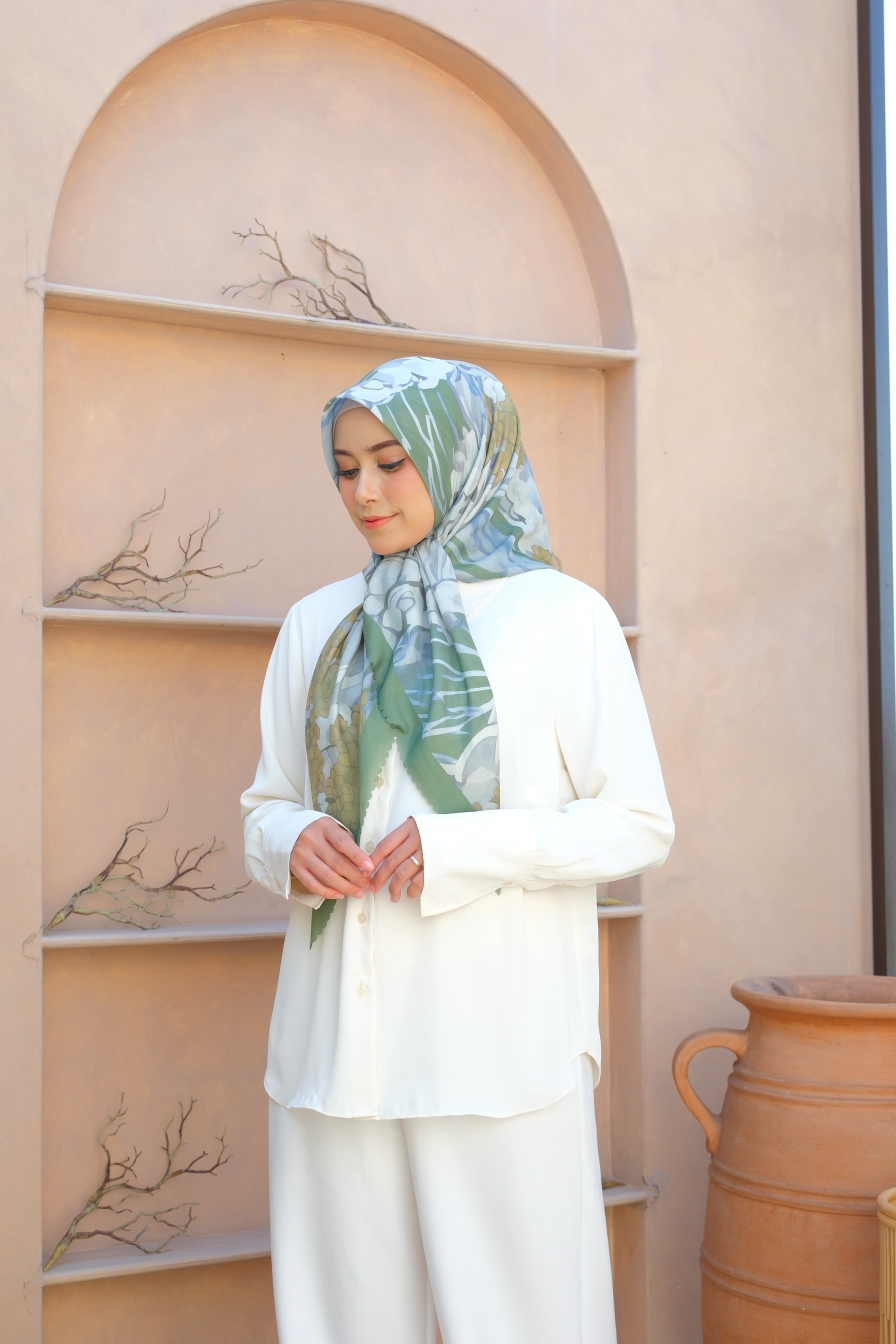Square Hijab OCEAN 110x110 in Kelp