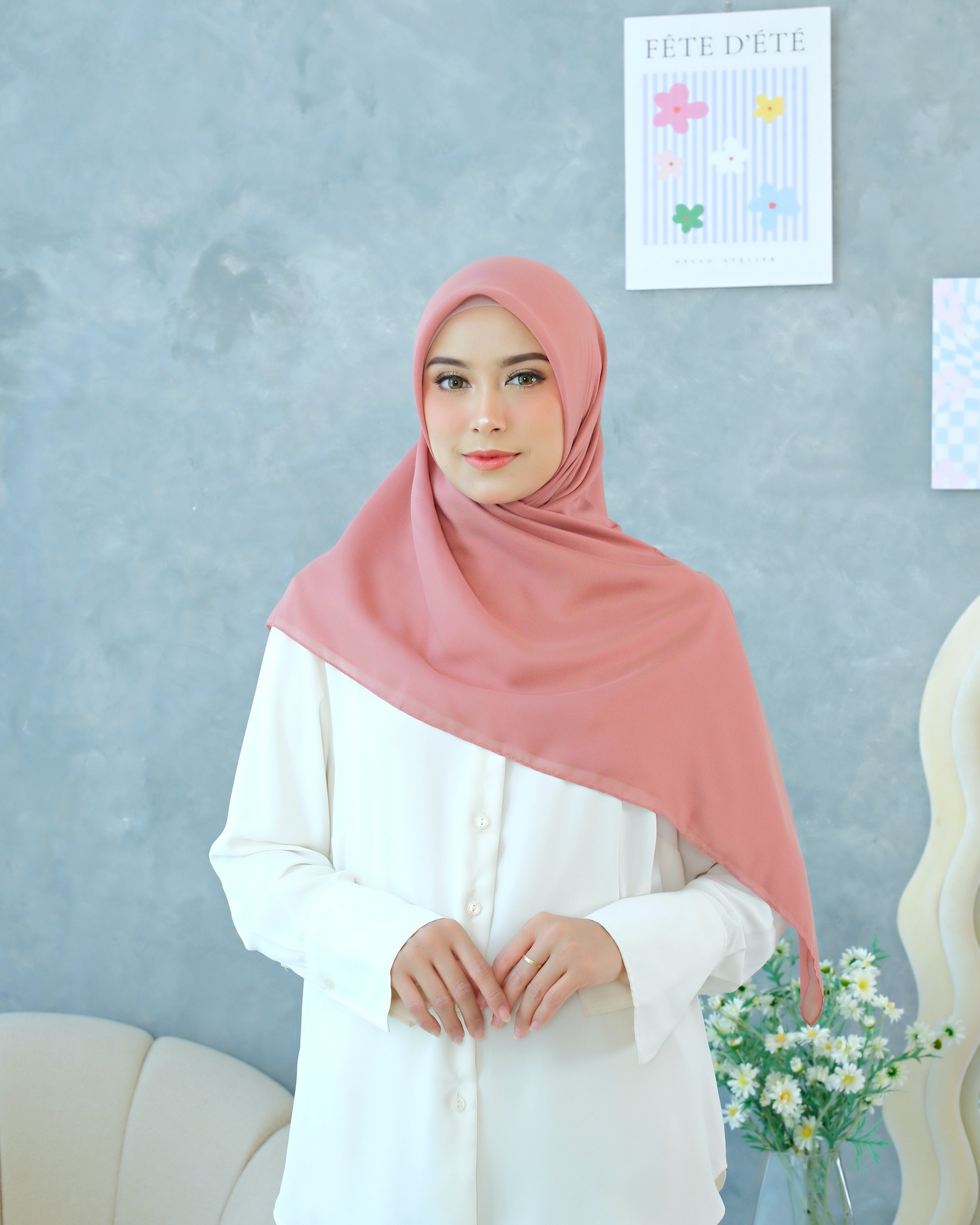 Plain Hijab VOAL PARIS PREMIUM in Old Rose