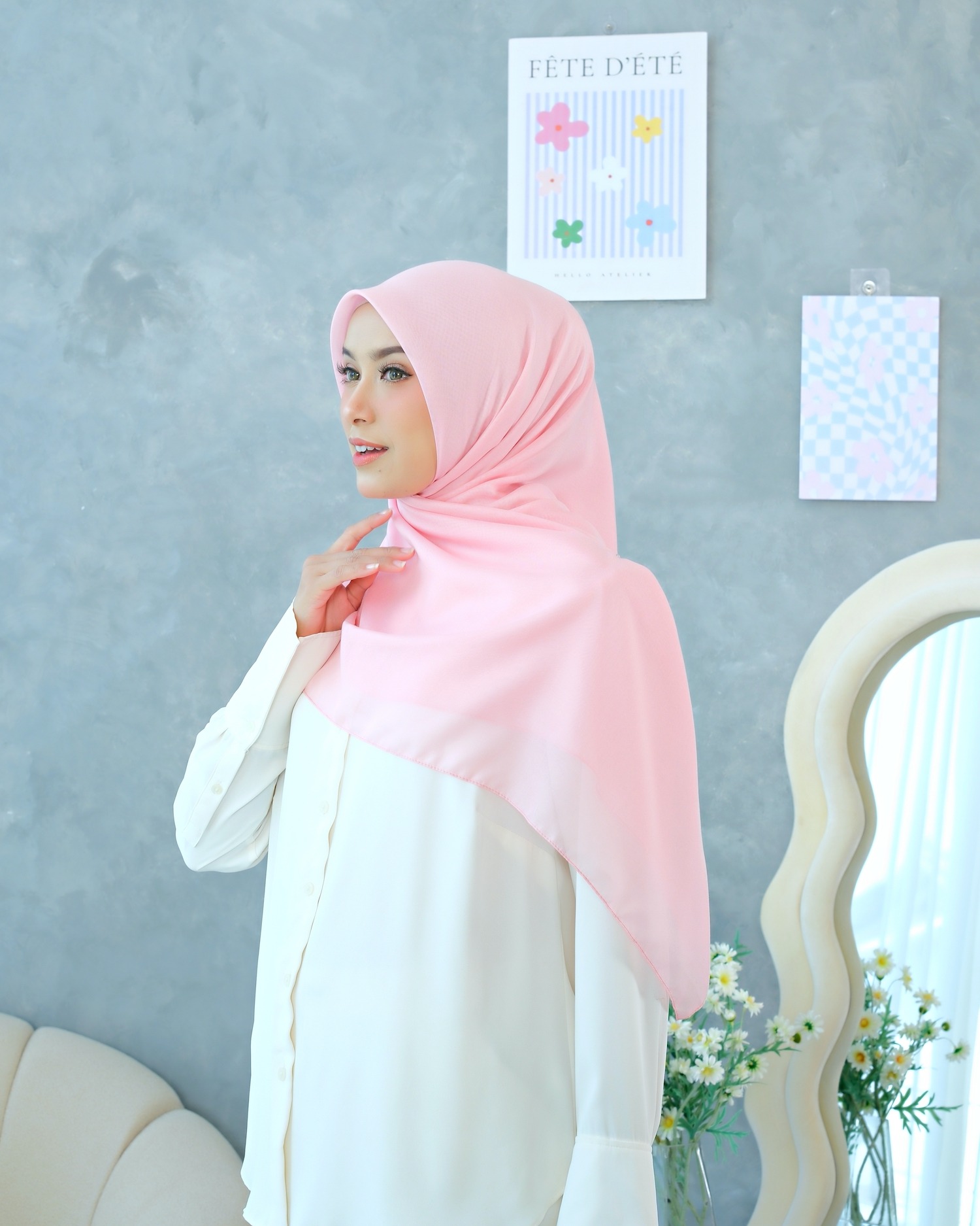 Plain Hijab VOAL PARIS PREMIUM in Pink Icing