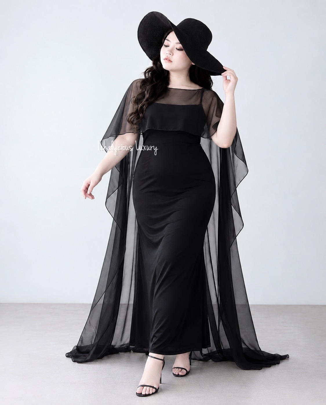 CAPE CHIFFON LONG DRESS