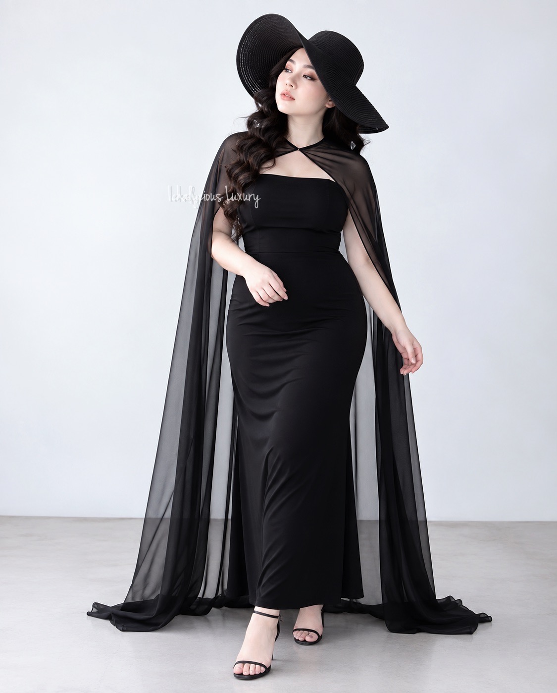 CAPE CHIFFON LONG DRESS