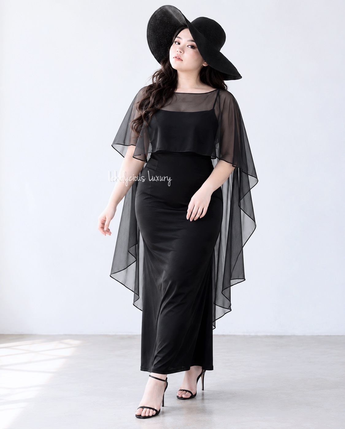 CAPE CHIFFON LONG DRESS