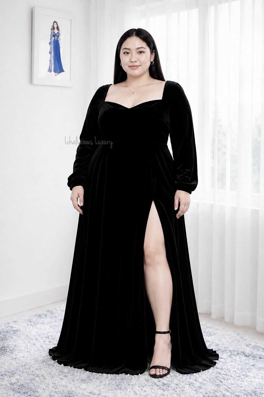 FULL VELVETY LONG DRESS