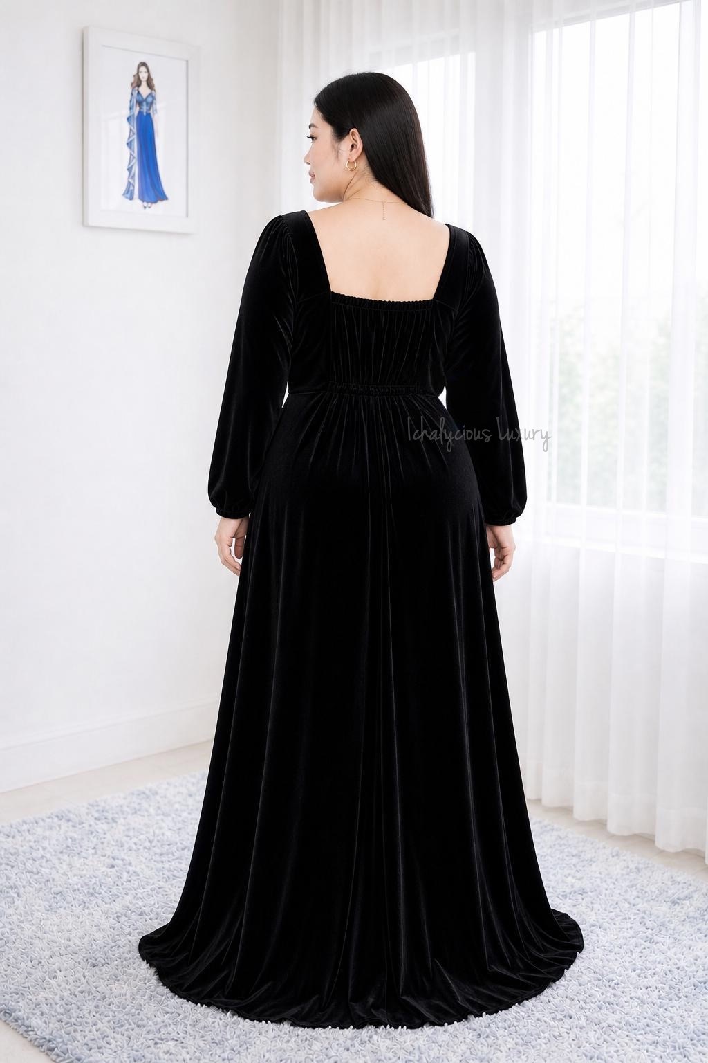 FULL VELVETY LONG DRESS
