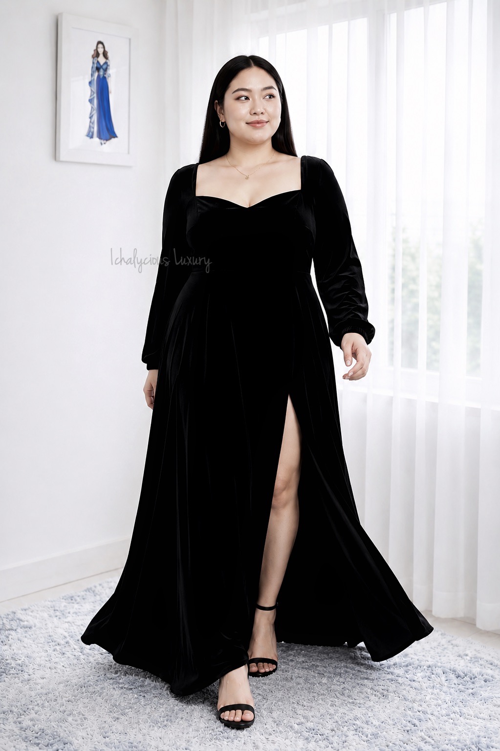 FULL VELVETY LONG DRESS