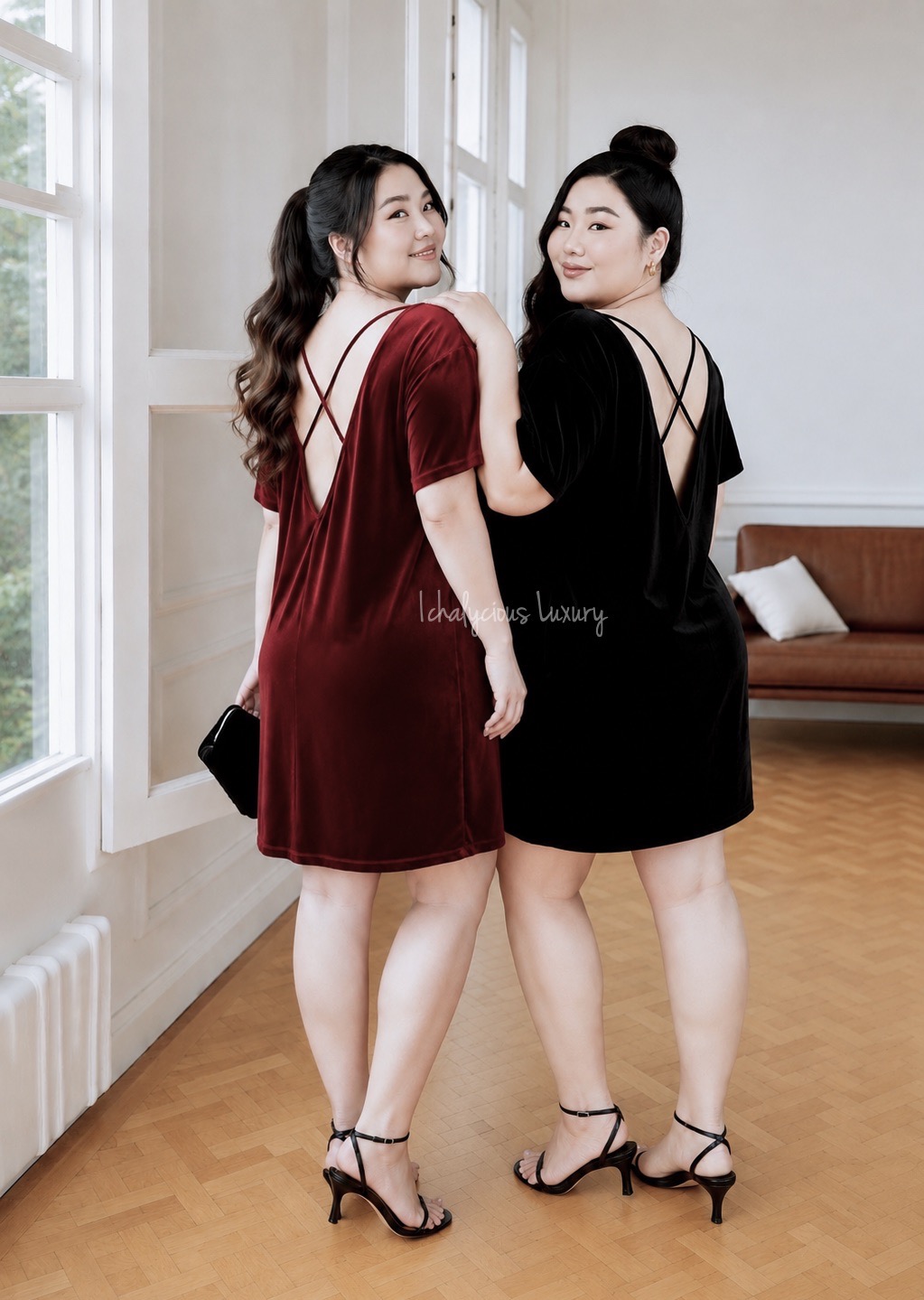 VELVET BACKLESS MINI DRESS