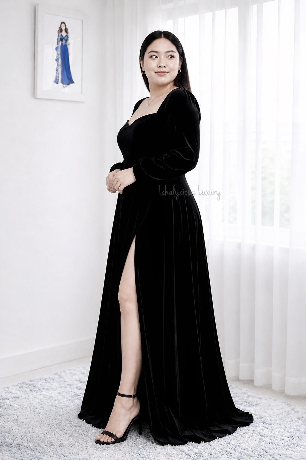 FULL VELVETY LONG DRESS