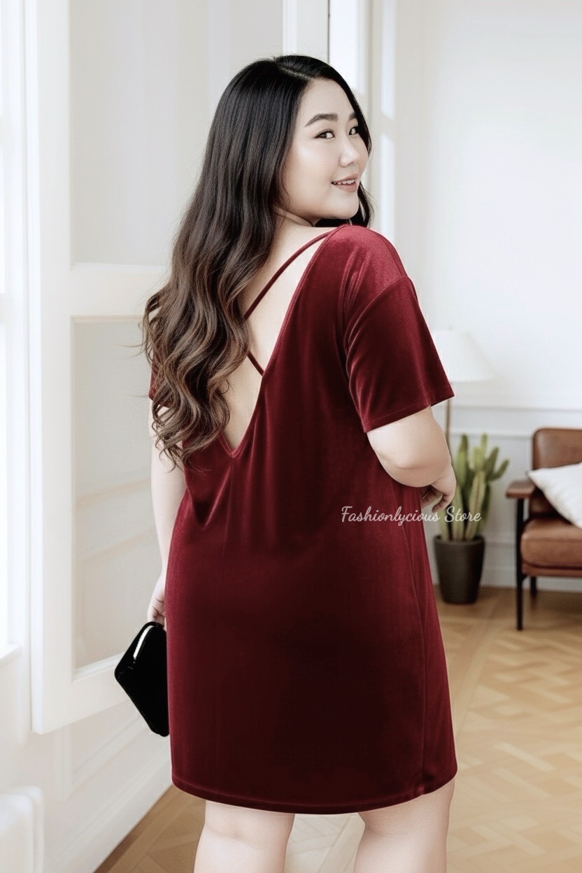VELVET BACKLESS MINI DRESS