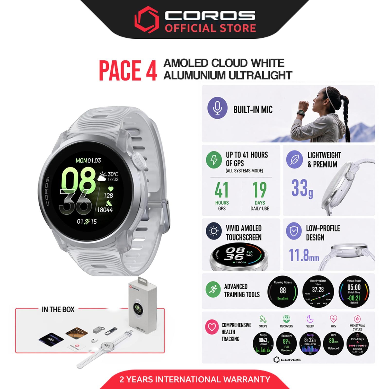 COROS Pace 4 Cloud White Edition Amoled GPS