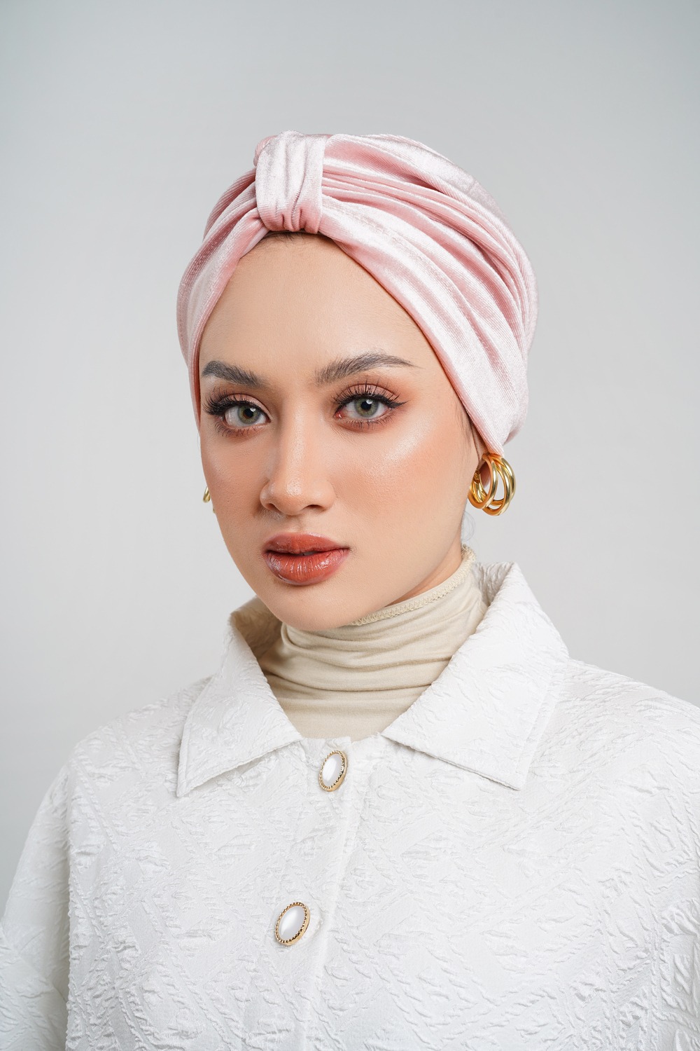 Turban Instant Winonamodest - PBV. Turban Bludru Turban pesta untuk Dewasa, Bisa dibentuk Pita