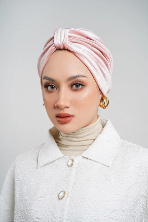 Image of Turban Instant Winonamodest - PBV. Turban Bludru Turban pesta untuk Dewasa, Bisa dibentuk Pita