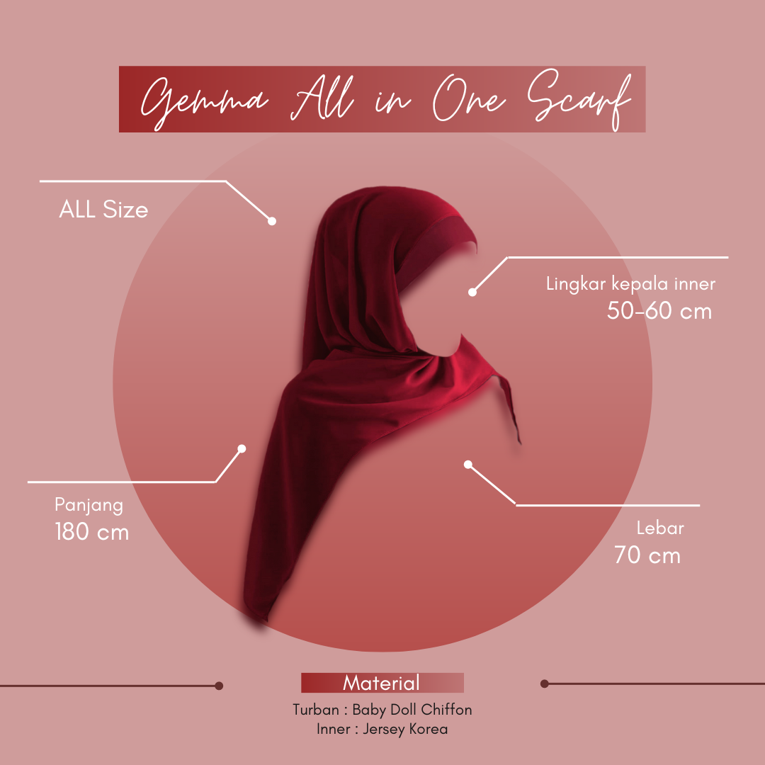 Hijab Instant Winonamodest - GEMMA ALL IN ONE SCARF. Pashmina Instant Babydoll with Inner
