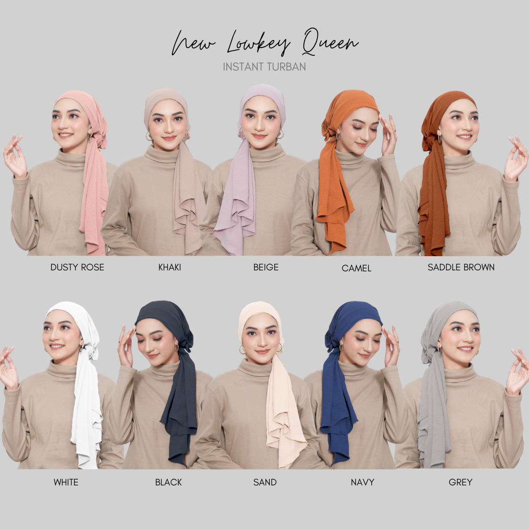 New Lowkey Queen Turban original by winonamodest - Turban instant dewasa bahan crinkle airflow premium, pashmina instant