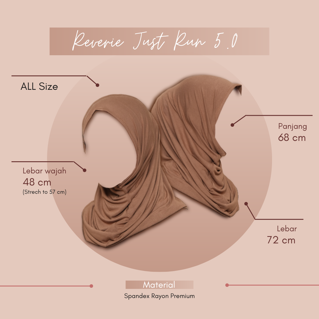 Hijab Olahraga Winonamodest - Reverie Instant Just Run 5.0. Hijab sport untuk lari, sepeda, zumba.