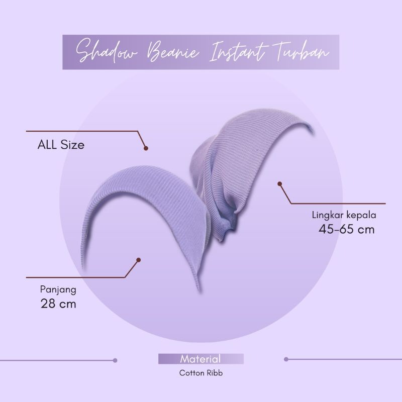 Turban Instant Winonamodest - Shadow Beanie . Turban dewasa simple bahan katun, kupluk wanita.