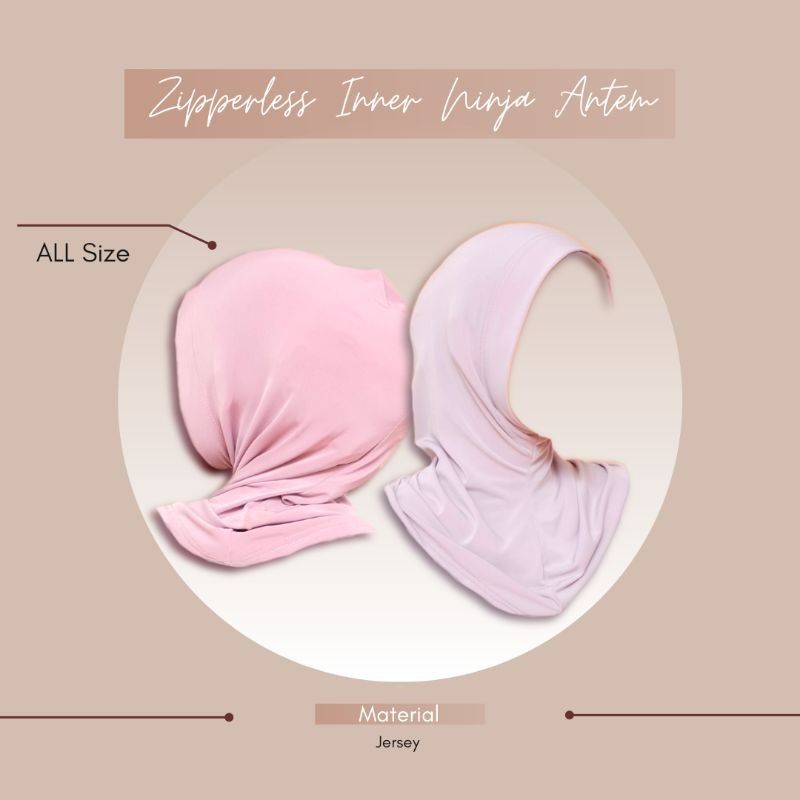 Zipperless inner ninja antem bahan jersey spandex tanpa resleting