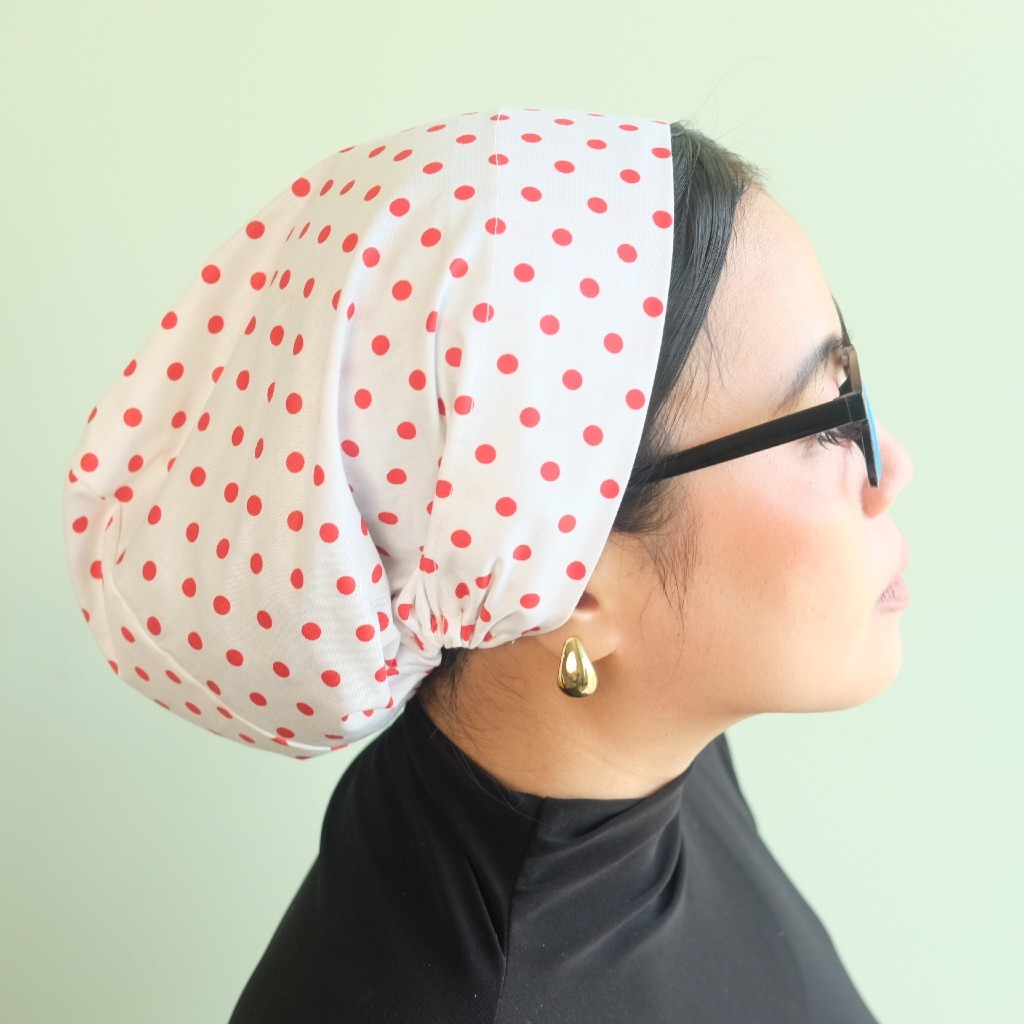 Sofia Instant Turban Polkadot Series | Ciput Tali Serut | Cotton cap | Aksesoris Hijab | Turban Instant Olahraga Yoga Bahan Katun Motif Dewasa