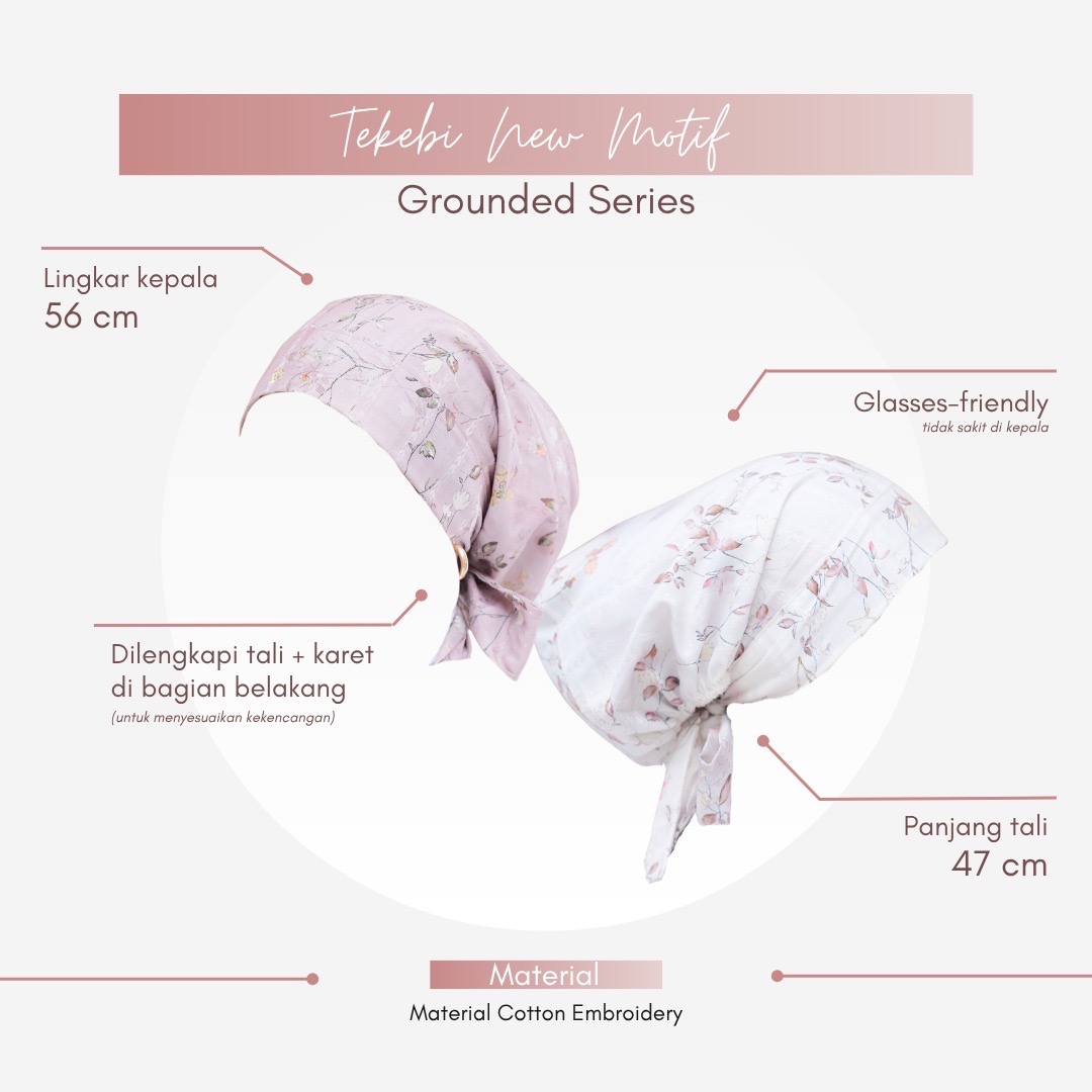 Winonamodest - Tekebi Grounded Series Embroidery Cotton Instant Turban tali bahan katun lembut bordir floral bunga