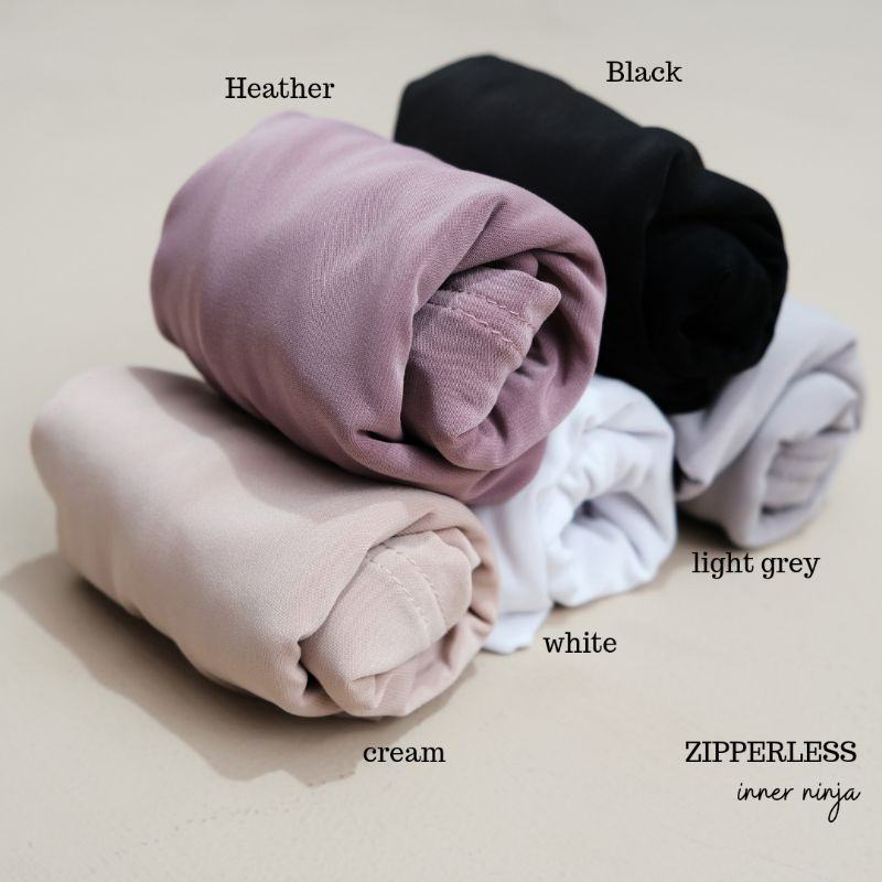 Zipperless inner ninja antem bahan jersey spandex tanpa resleting