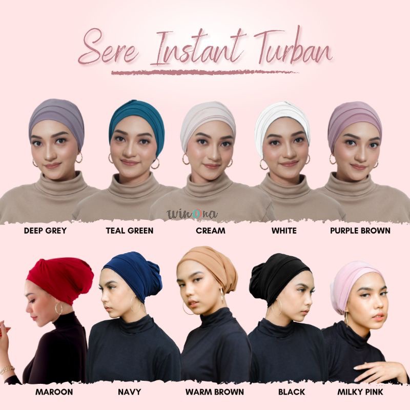 SERE instant turban - turban dewasa tali lilit untuk travelling , formal bahan jersey