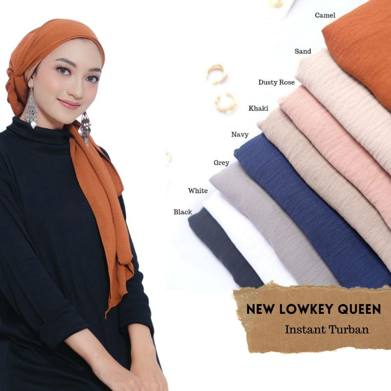 New Lowkey Queen Turban original by winonamodest - Turban instant dewasa bahan crinkle airflow premium, pashmina instant