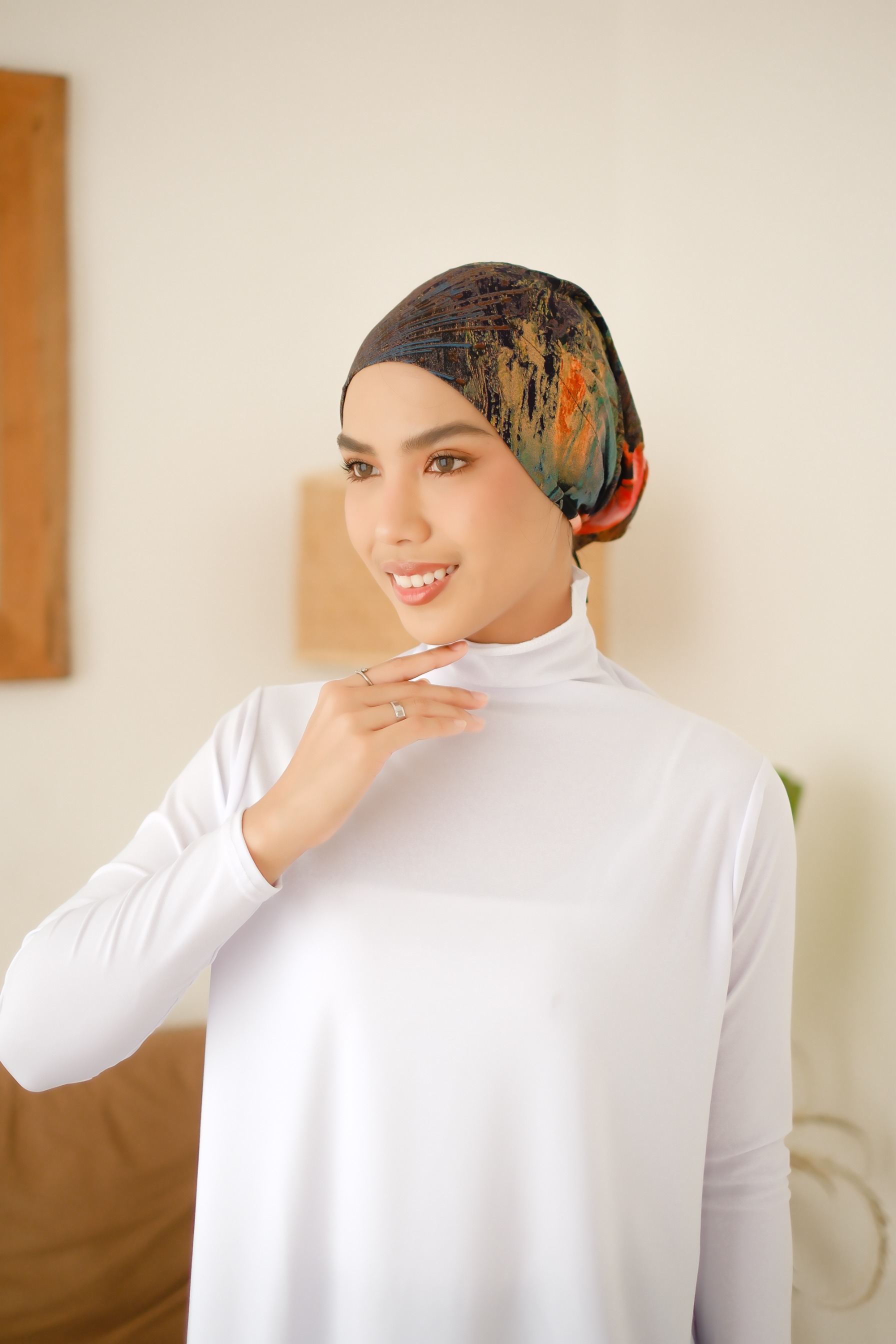 Winonamodest - Sofia Cotton Cap Instant Brightest Series | Ciput Tali Serut | Aksesoris Hijab | Turban Olahraga Yoga Motif Dewasa