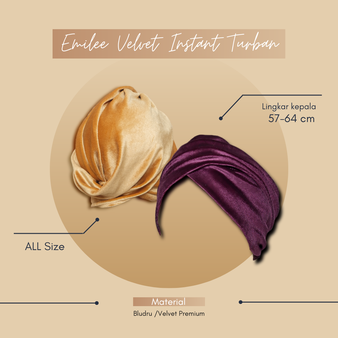 Emilee Velvet Turban Winonamodest - Turban Instant aksen twist bludru formal untuk lebaran formal
