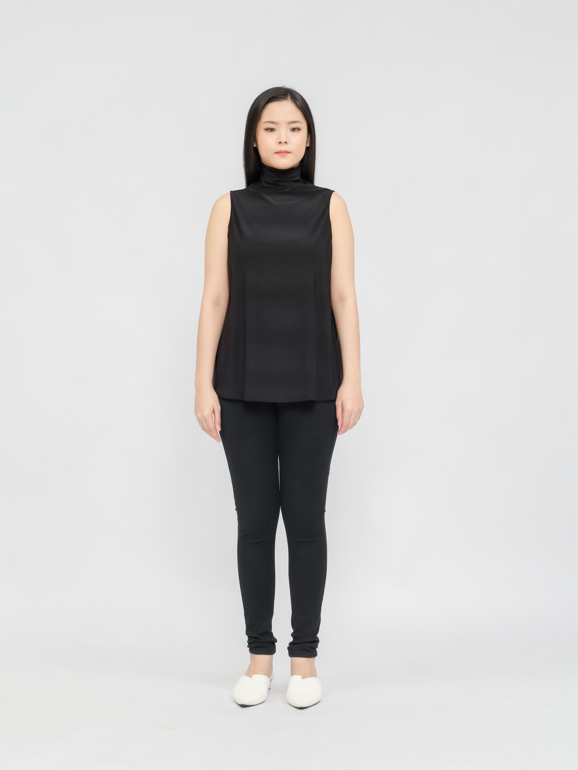 Sleeveless Turltleneck Inner Slim Look BRONWYN - Inner turtleneck tanpa lengan tidak ketat ukuran Big Size