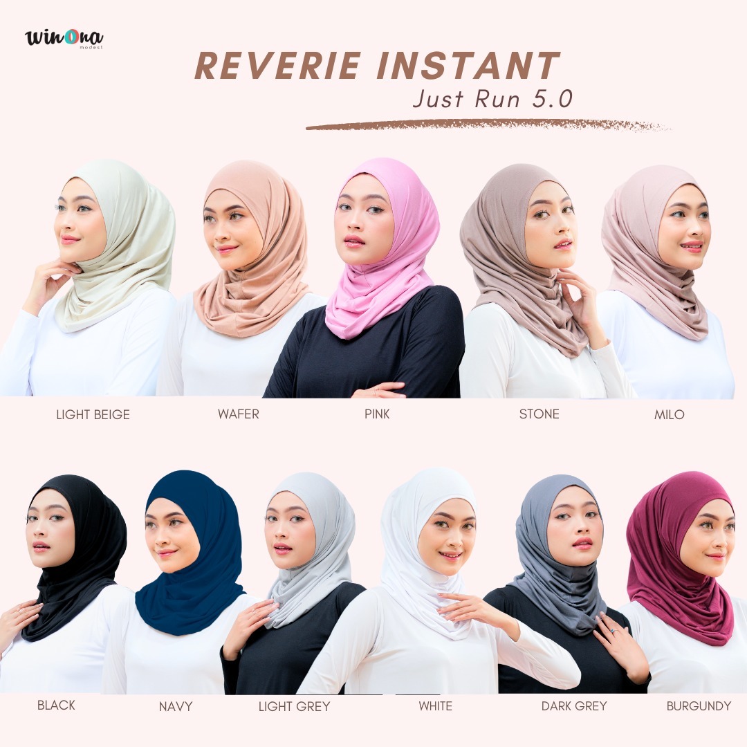 Hijab Olahraga Winonamodest - Reverie Instant Just Run 5.0. Hijab sport untuk lari, sepeda, zumba.