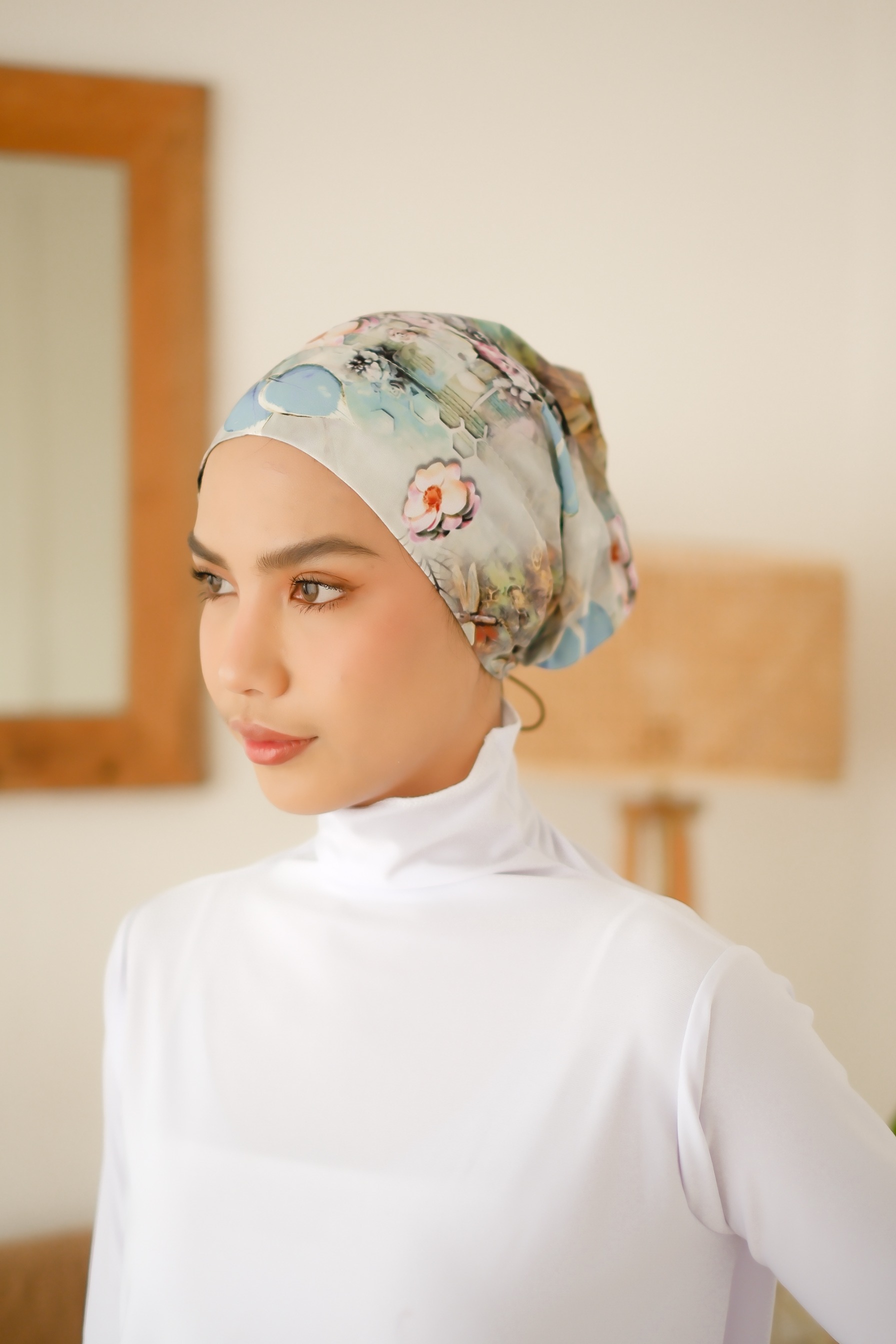 Winonamodest - Sofia Cotton Cap Instant Brightest Series | Ciput Tali Serut | Aksesoris Hijab | Turban Olahraga Yoga Motif Dewasa