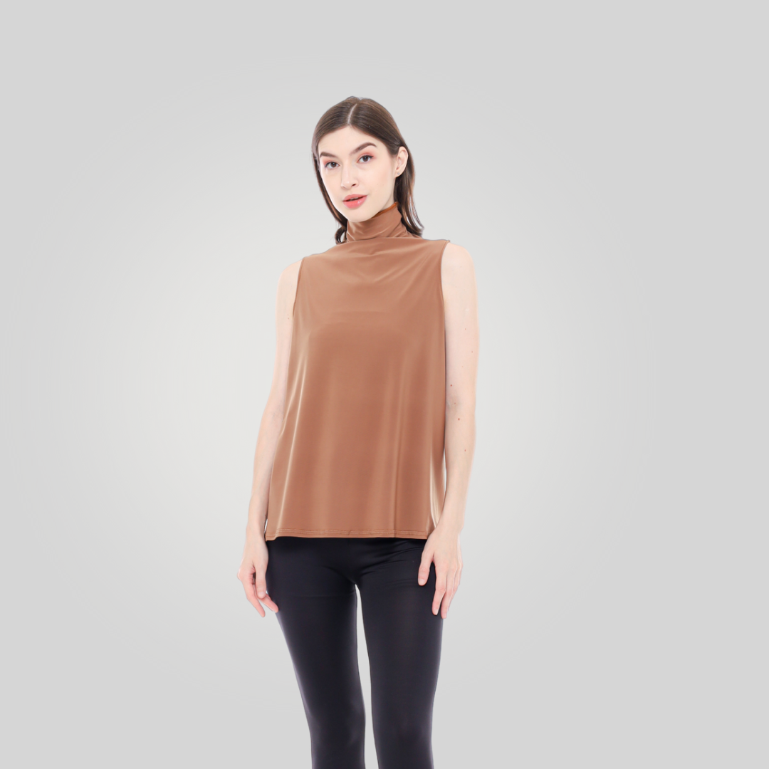 Sleeveless Turltleneck Inner Slim Look BRONWYN - Inner turtleneck tanpa lengan tidak ketat ukuran Big Size