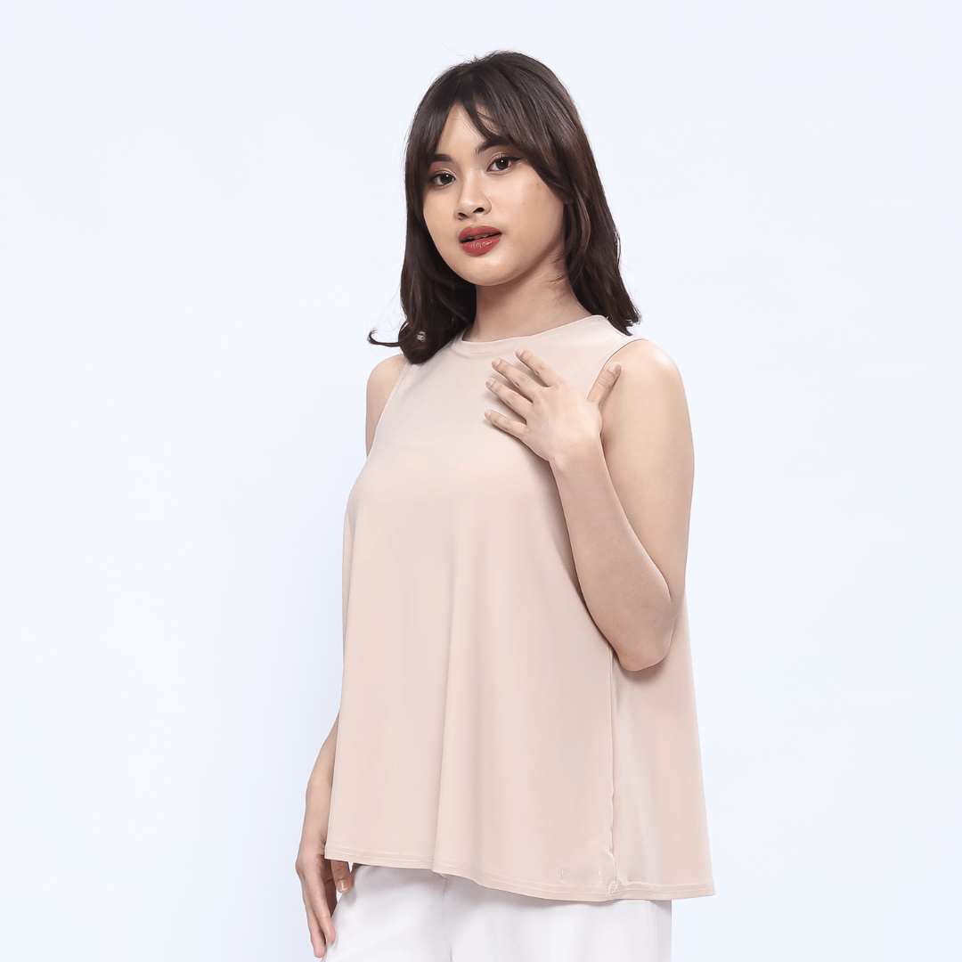 Winonamodest - Bronwyn Sleeveless Roundneck Inner Slim Look Manset Kerah Tanpa Lengan Bahan Spandex Jersey