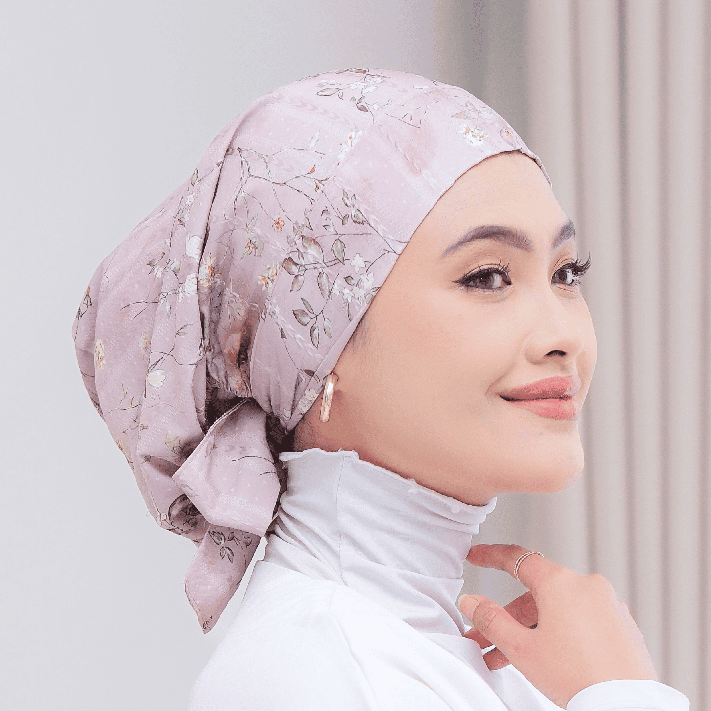 Winonamodest - Tekebi Grounded Series Embroidery Cotton Instant Turban tali bahan katun lembut bordir floral bunga