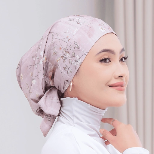 Image of Winonamodest - Tekebi Grounded Series Embroidery Cotton Instant Turban tali bahan katun lembut bordir floral bunga