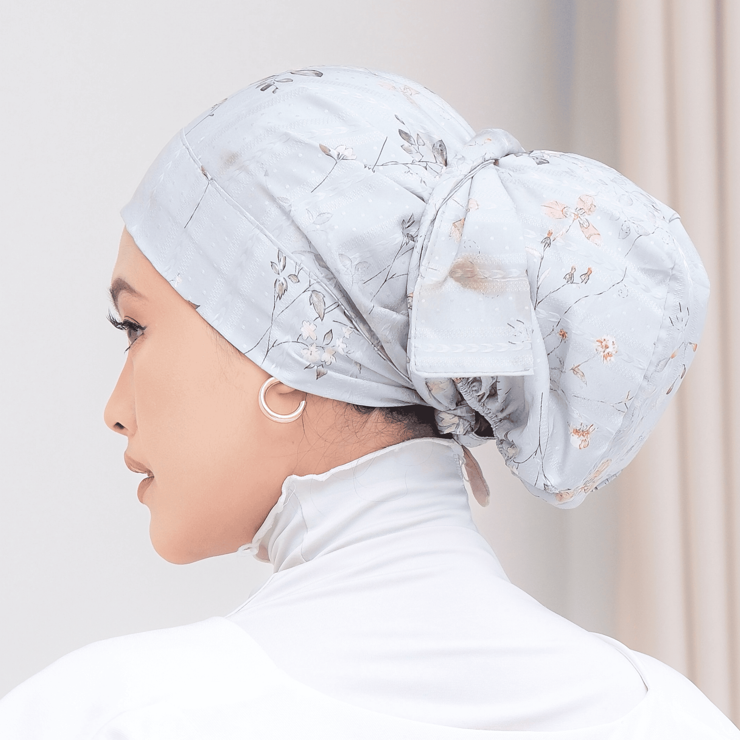 Winonamodest - Tekebi Grounded Series Embroidery Cotton Instant Turban tali bahan katun lembut bordir floral bunga