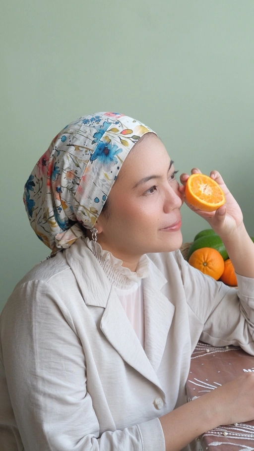 Image of Winonamodest - Tekebi Cotton Instant Turban tali bahan katun lembut motif floral bunga