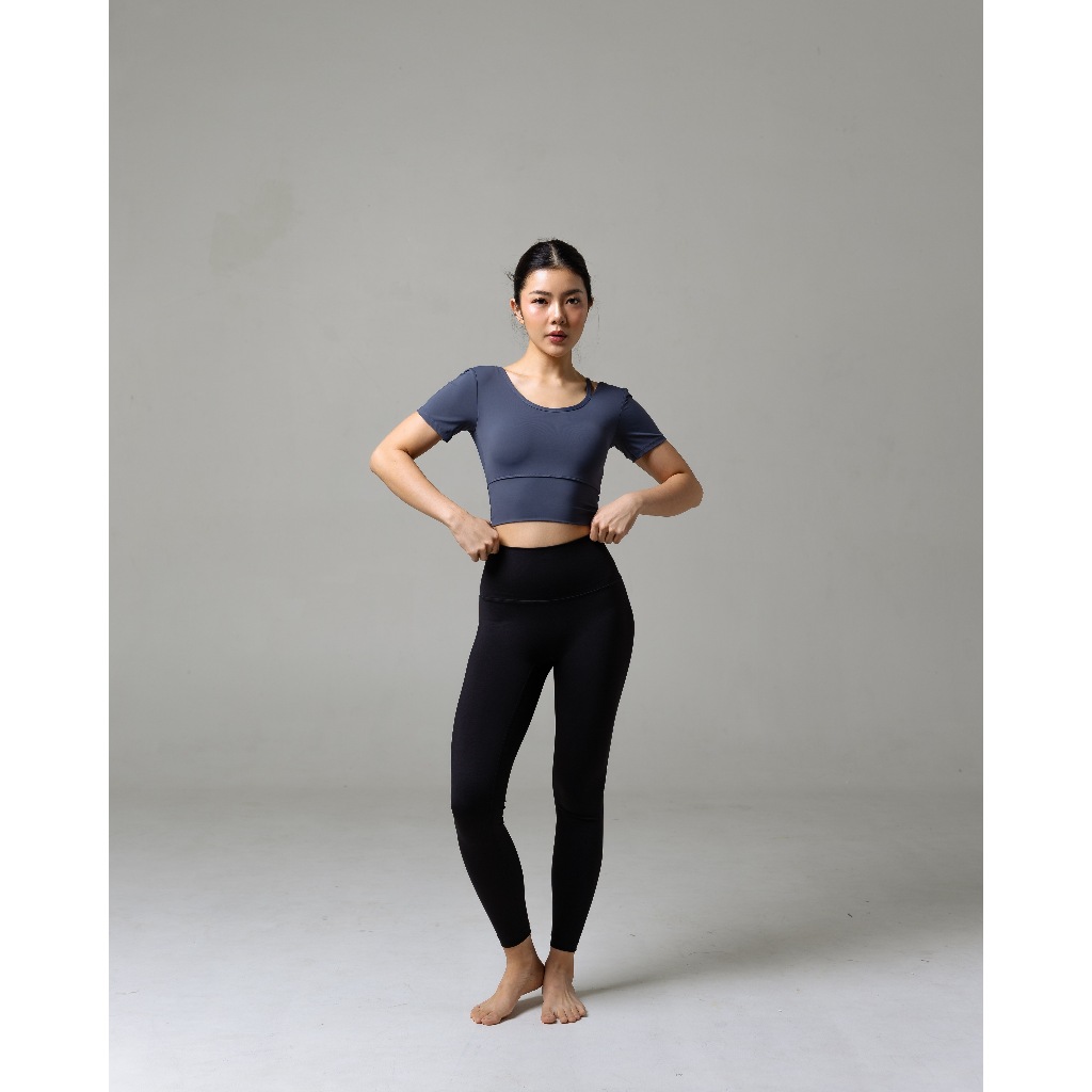 Laurelton Bliss Short Sleeve T-Shirt - Single Strap Shoulder | Baju Olahraga Yoga Pilates Gym Wanita Atasan Olahraga Wanita