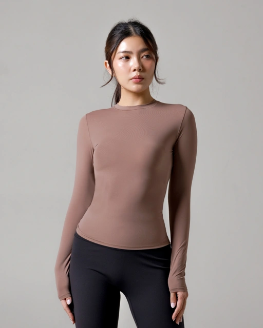 Laurelton Aero Long-Sleeve Shirt – High Elasticity | Buttery Soft Comfort | Baju Senam Yoga Gym Lengan Panjang Wanita