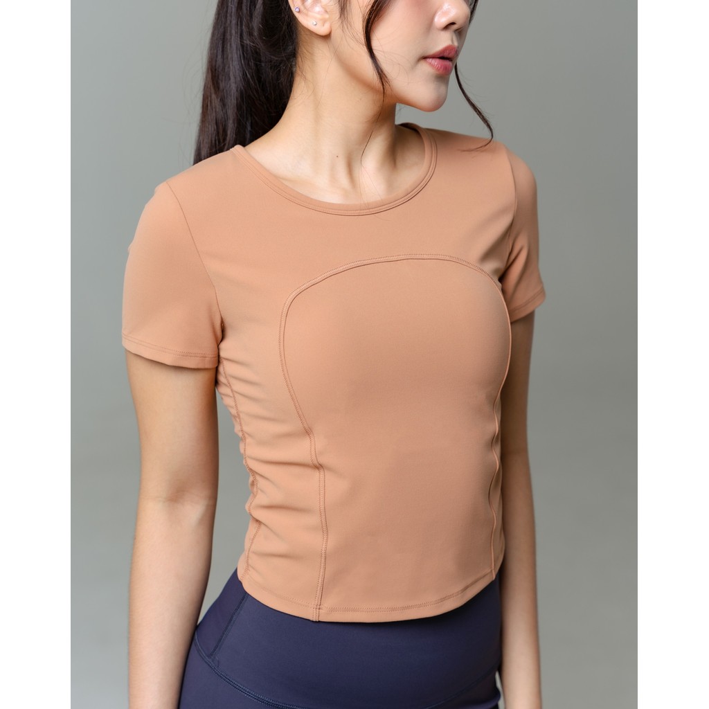 Laurelton Corella Short Sleeve - Wireless Support & Bra Pads Included | Baju Olahraga Yoga Pilates Gym Wanita Atasan Olahraga Wanita