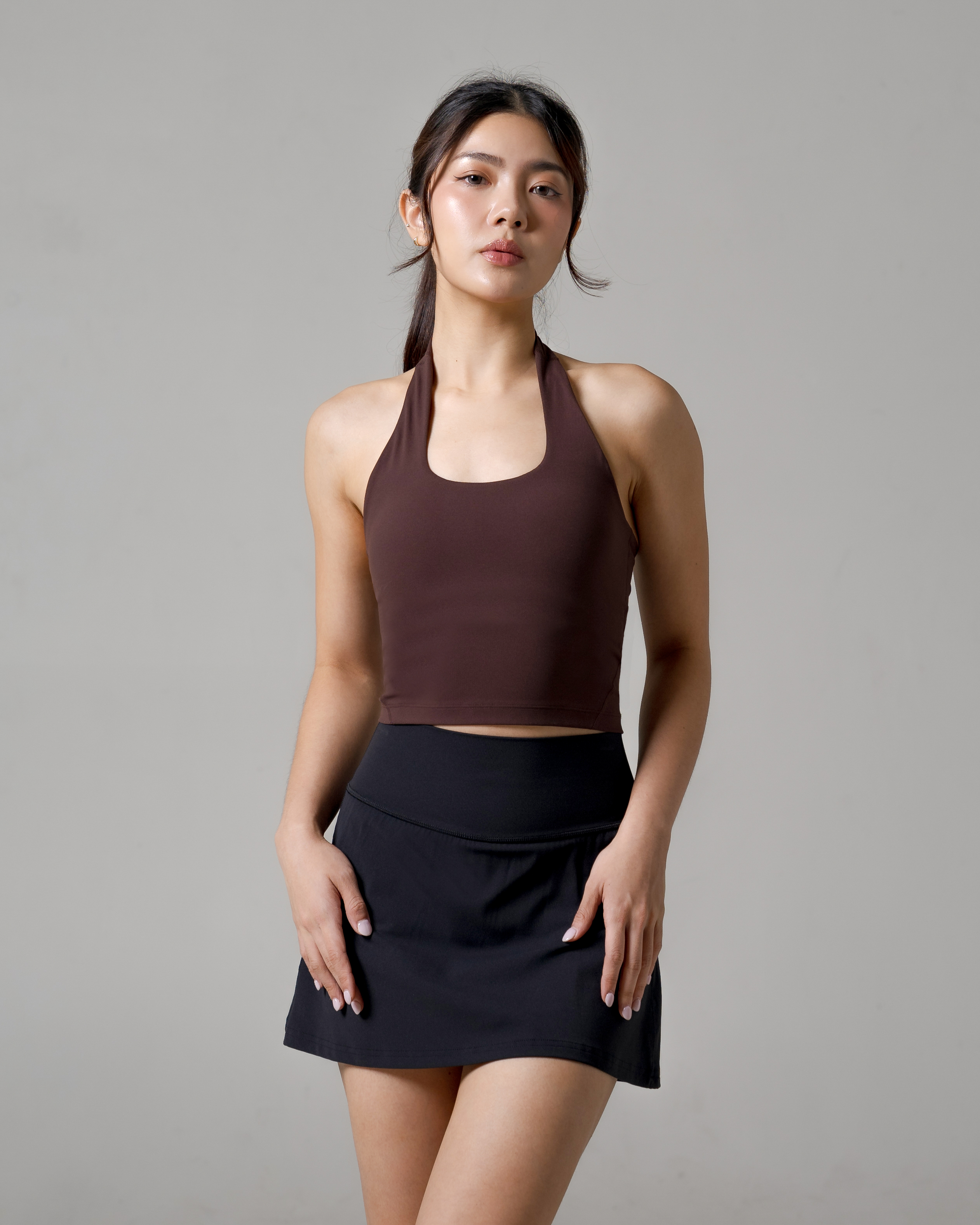 Laurelton Elevate Halter Sport Bra – Built-in Layer | Longline Halter Crop Top | Bra Olahraga Wanita Yoga Pilates Gym Tanktop Sport Bra Wanita