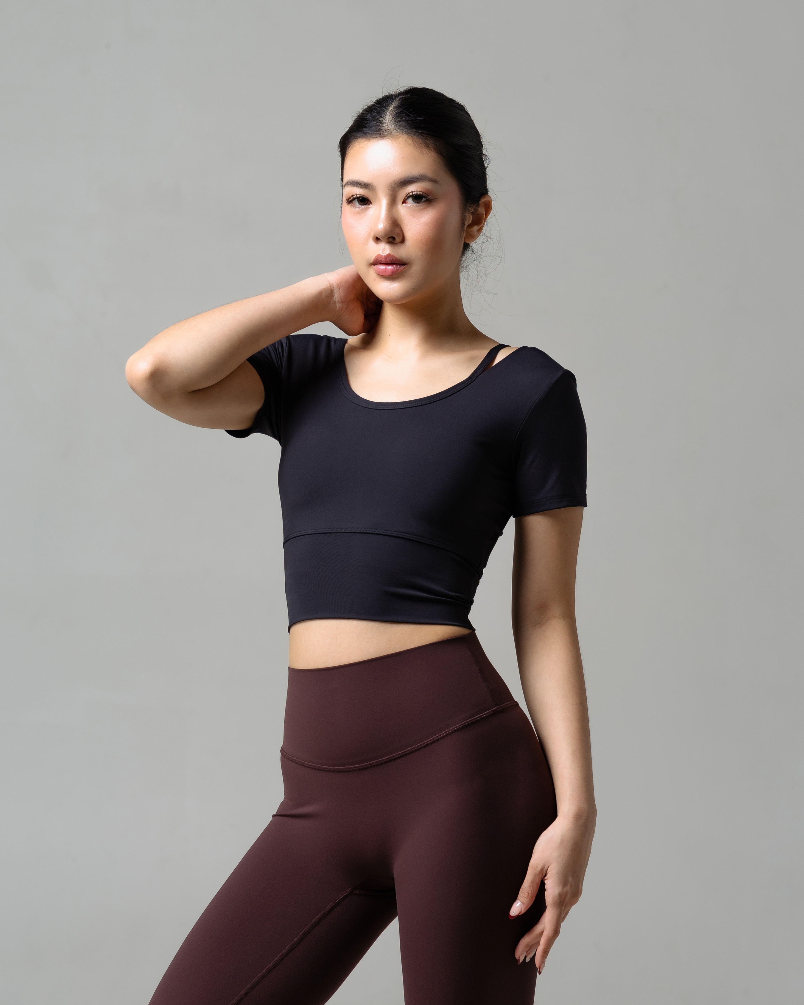 Laurelton Bliss Short Sleeve T-Shirt - Single Strap Shoulder | Baju Olahraga Yoga Pilates Gym Wanita Atasan Olahraga Wanita