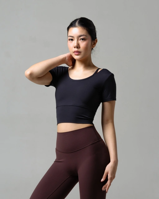 Laurelton Bliss Short Sleeve T-Shirt - Single Strap Shoulder | Baju Olahraga Yoga Pilates Gym Wanita Atasan Olahraga Wanita