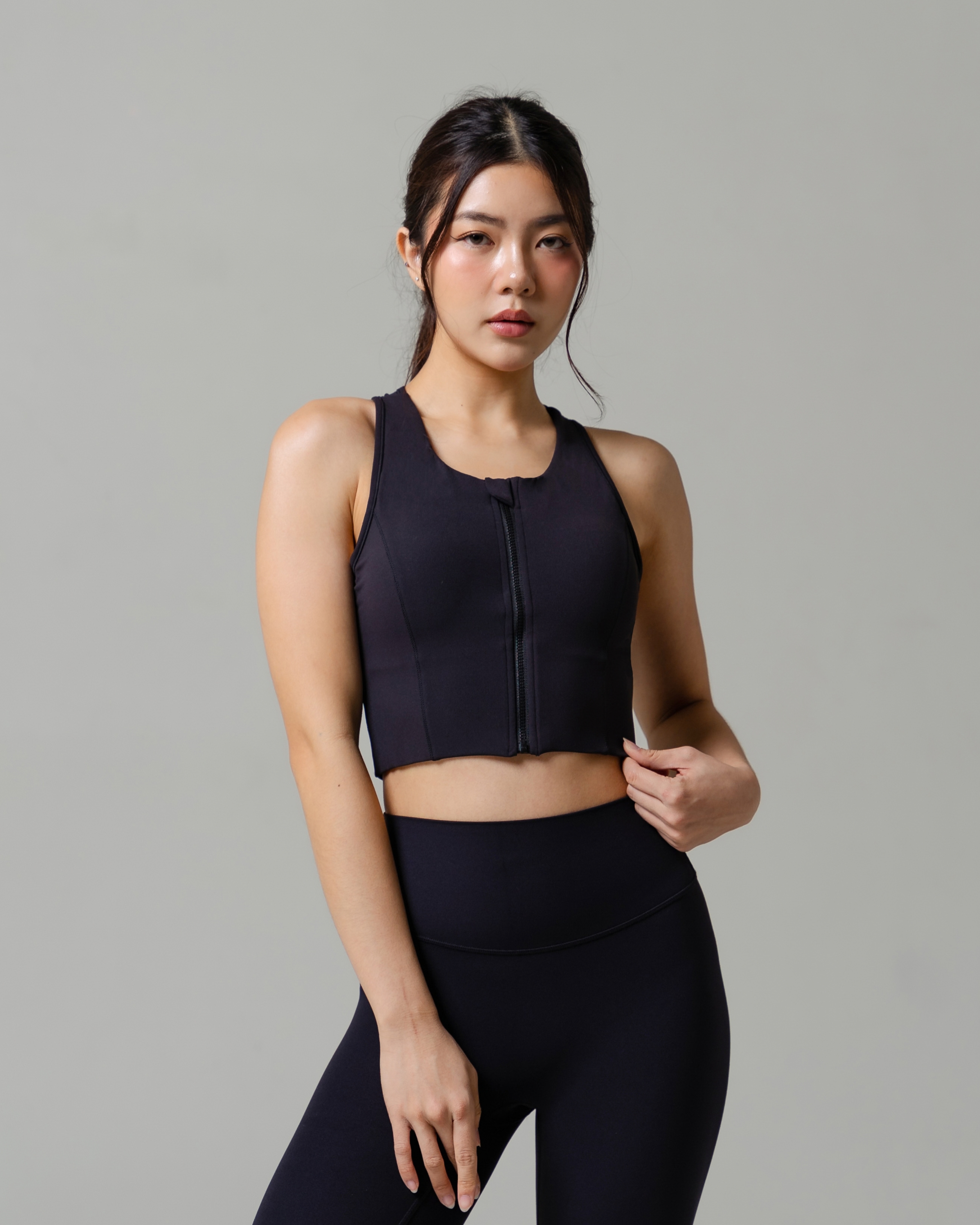Laurelton Purella Sport Bra - Zipper Bra & Extra Back Support | Sport Bra Yoga Pilates Gym Wanita Atasan Olahraga Wanita