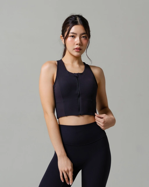 Laurelton Purella Sport Bra - Zipper Bra & Extra Back Support | Sport Bra Yoga Pilates Gym Wanita Atasan Olahraga Wanita