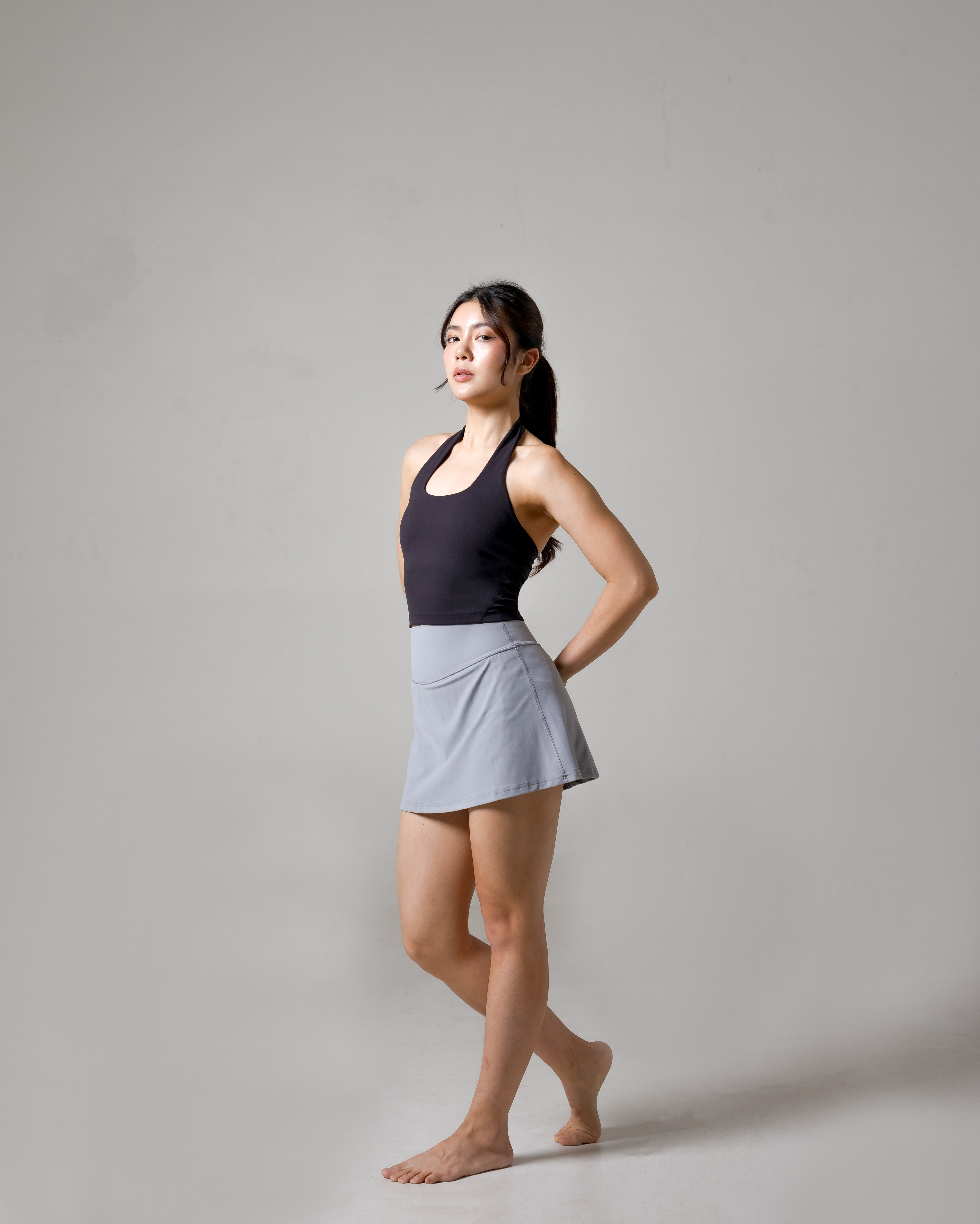 Laurelton Elevate Halter Sport Bra – Built-in Layer | Longline Halter Crop Top | Bra Olahraga Wanita Yoga Pilates Gym Tanktop Sport Bra Wanita