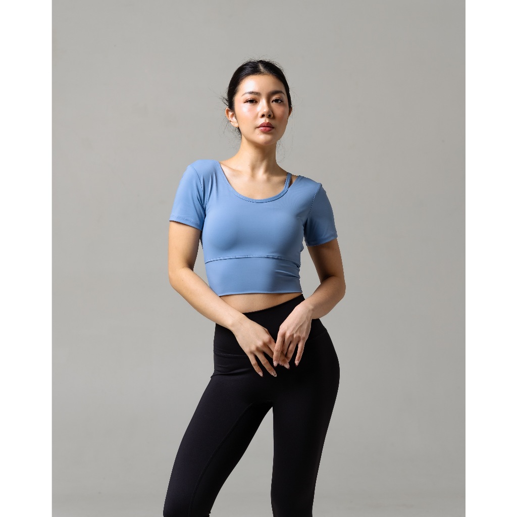 Laurelton Bliss Short Sleeve T-Shirt - Single Strap Shoulder | Baju Olahraga Yoga Pilates Gym Wanita Atasan Olahraga Wanita