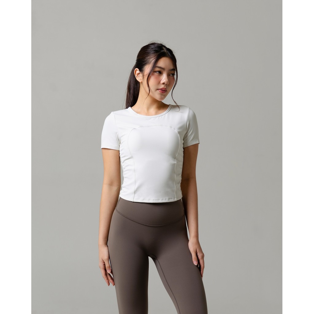 Laurelton Corella Short Sleeve - Wireless Support & Bra Pads Included | Baju Olahraga Yoga Pilates Gym Wanita Atasan Olahraga Wanita